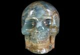 Large, Carved, Blue Calcite Skull - Argentina #78635-2
